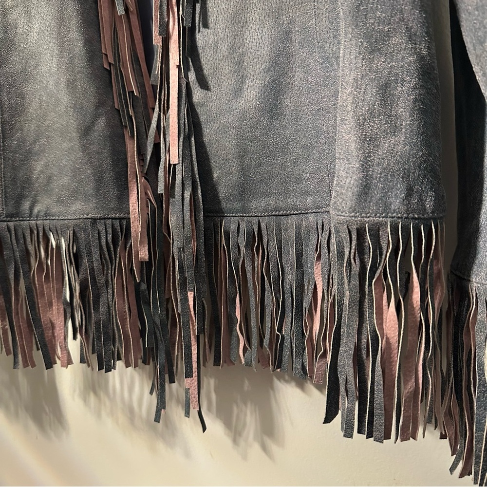 Wilsons Leather Gray Fringe Jacket - Picture 7 of 15